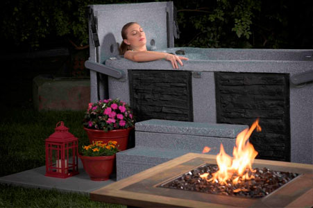 Woman relaxing in a hottub
